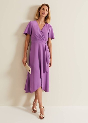 Phase Eight Julissa Frill Wrap Dress Purple Canada | AVYPJC-615